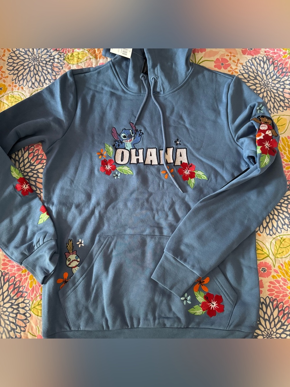 NWT small Disney Lilo & Stitch Floral Ohana Hoodie